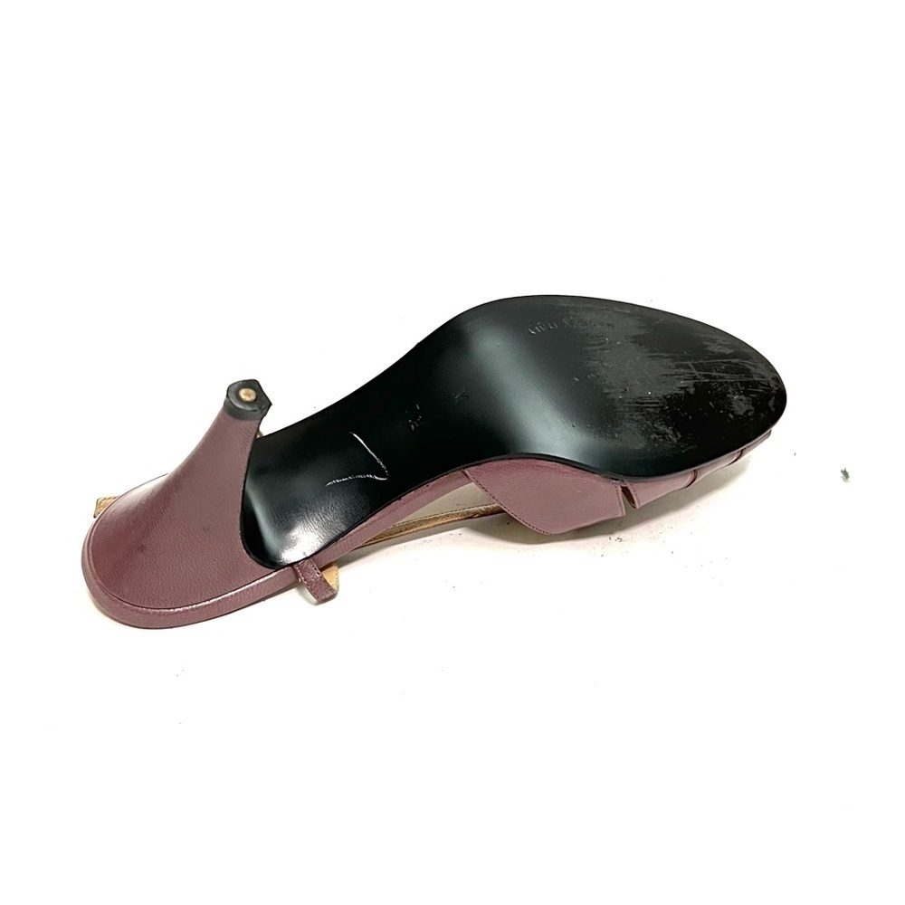 EUC vintage 60s muted mauve purple leather peep toe strappy pinup heels - Picture 8 of 8